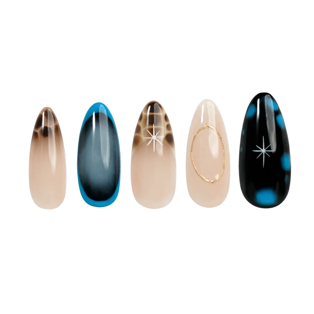 Siva Nail, Lyra, Blue Swirl Press on Nails