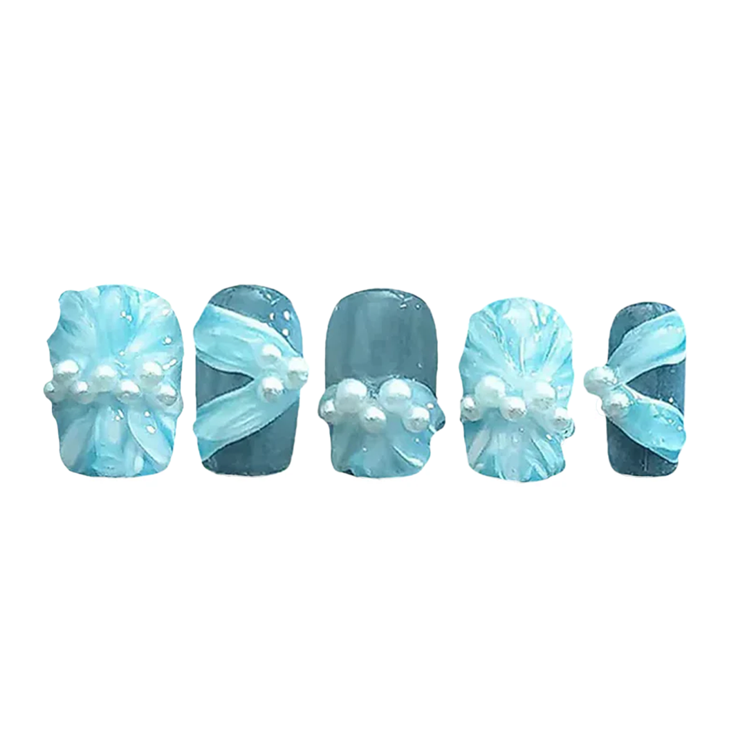 Siva Nail, Maiden's Skirts, Pearl Accent Handmade Press on Nails