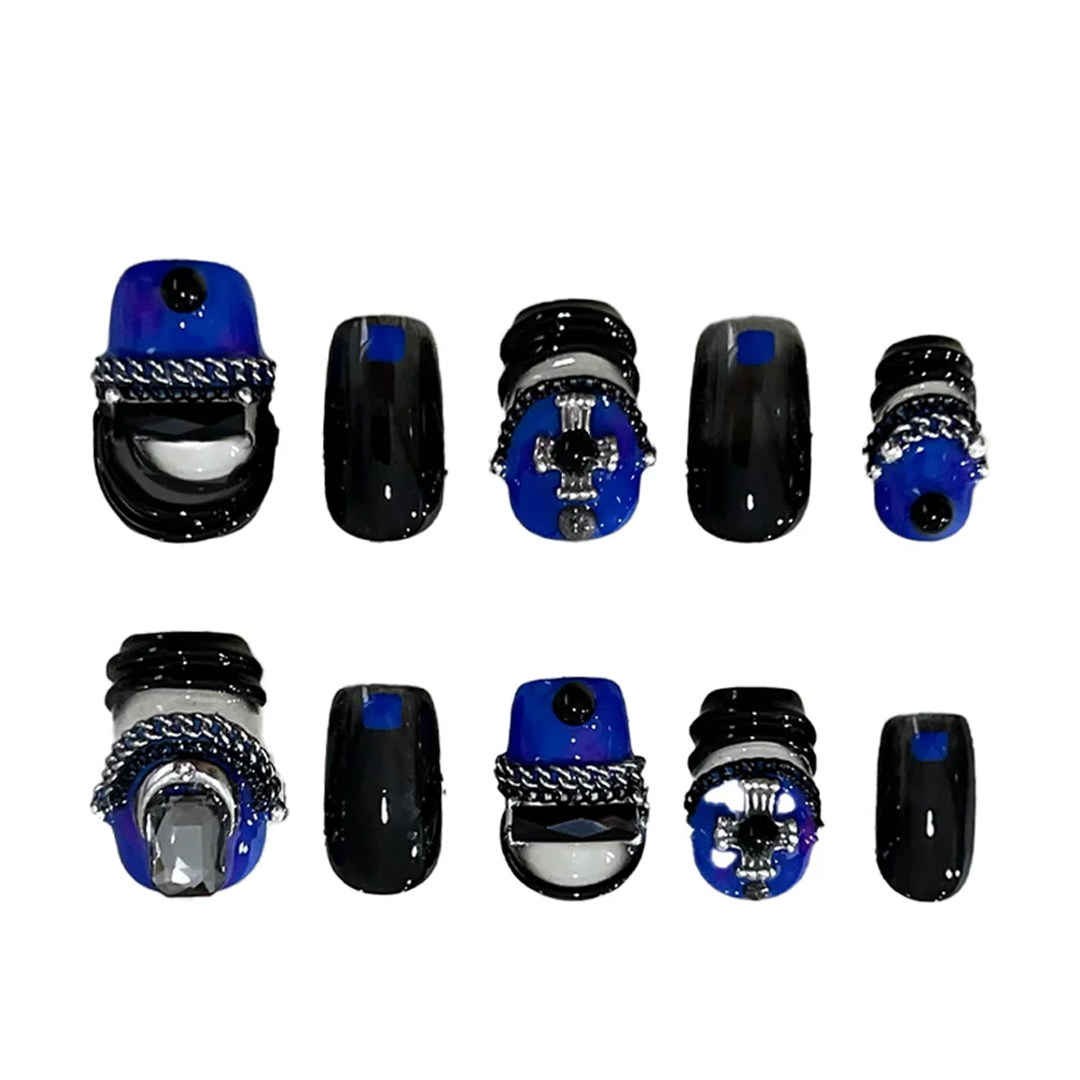 Siva Nail, Midnight Sapphire, Luxury Handmade Press on Nails
