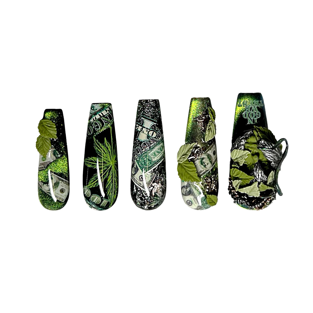 Luxury Army Green Nails