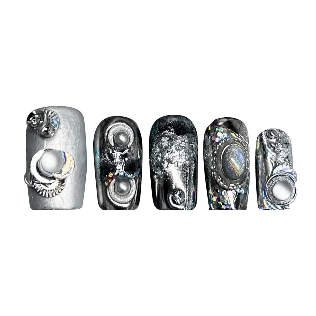 Siva Nail, Moonstone Mystery, Galactic Glam, Handmade Press on Nails