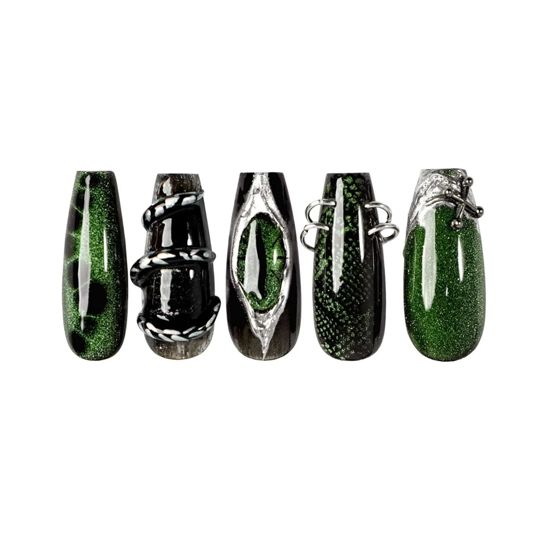 Siva Nail, Mythic Metal, Stiletto Handmade Press on Nails