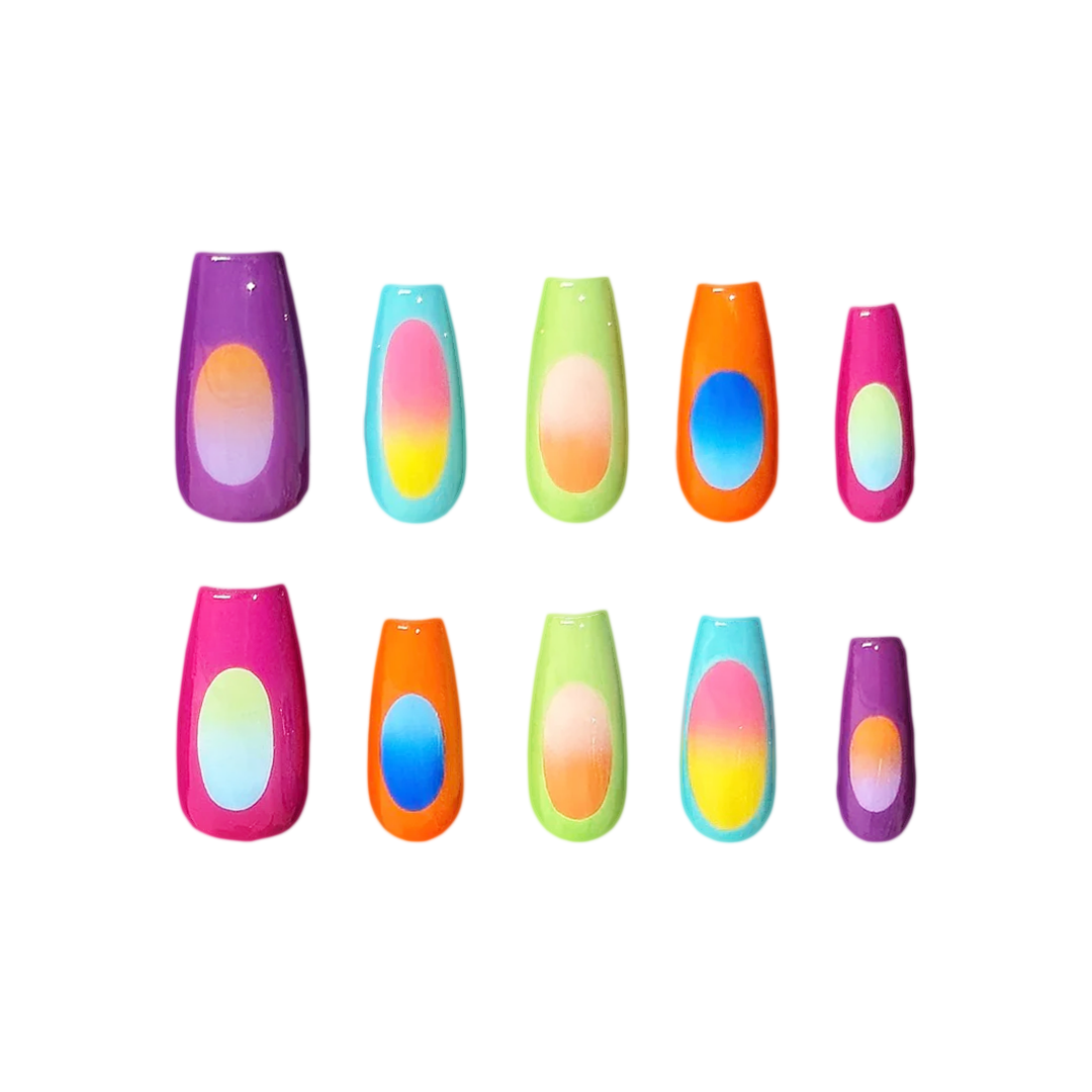 Siva Nail, Neon Bloom, Color Core Gradient Handmade Press on Nails