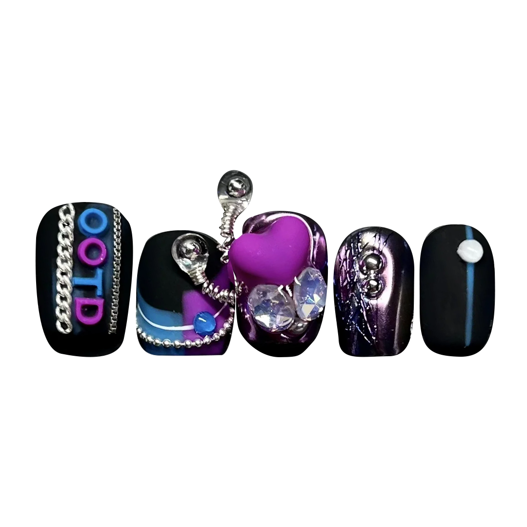 Siva Nail, Neon Dreams, Artistic Handmade Press on Nails