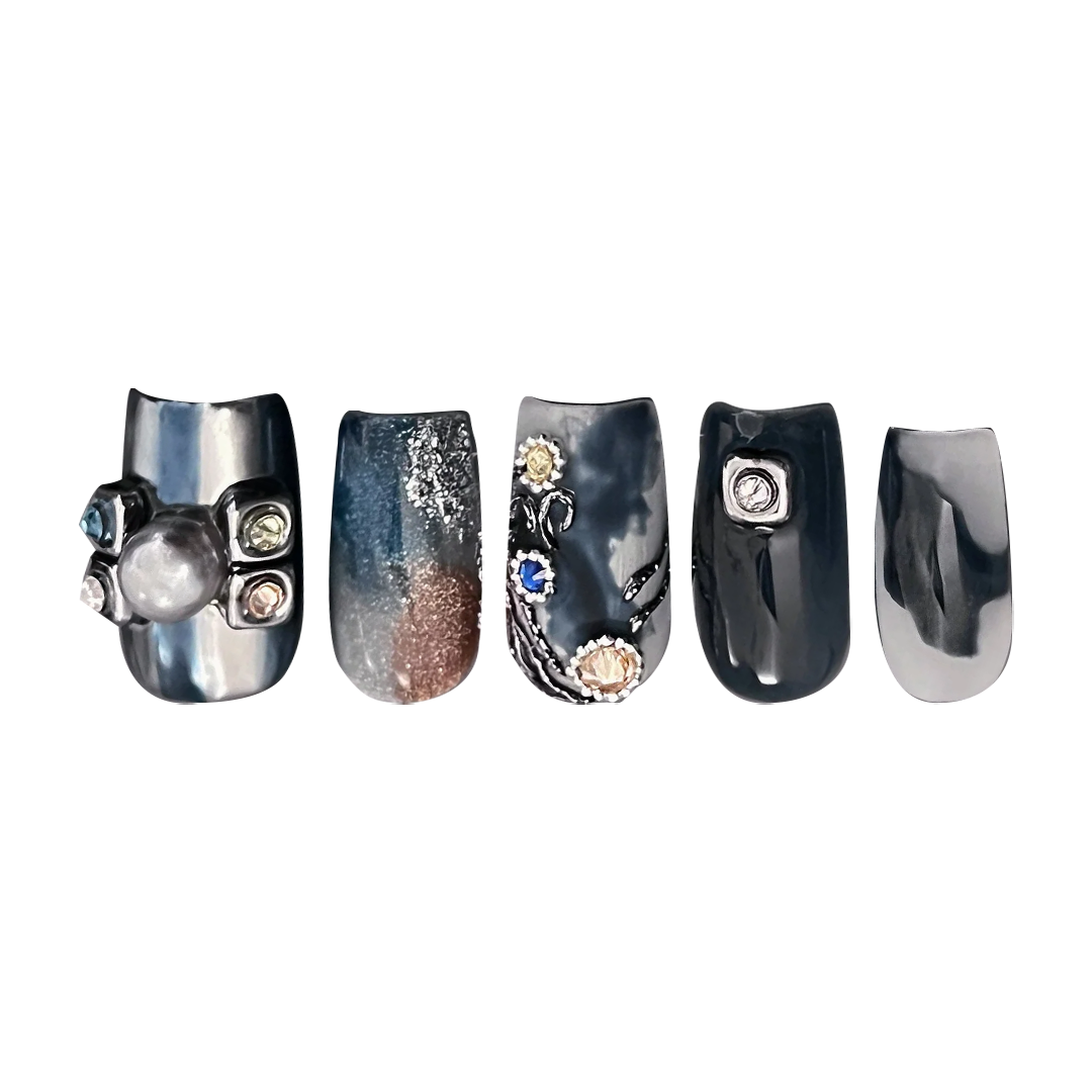 Siva Nail, Obsidian Oracle, Mystic Handmade Press on Nails