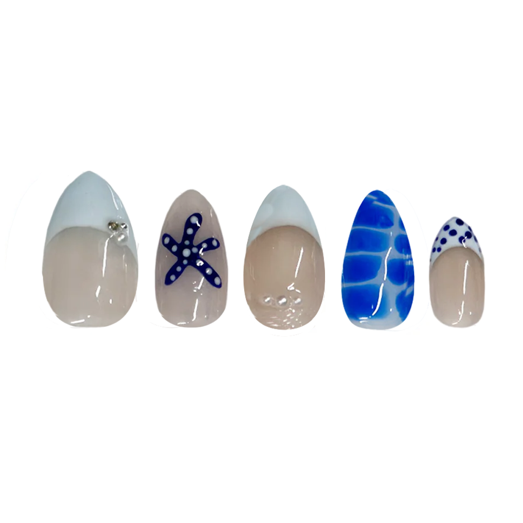 Siva Nail, Ocean Bliss, Blue Starfish Handmade Press on Nails