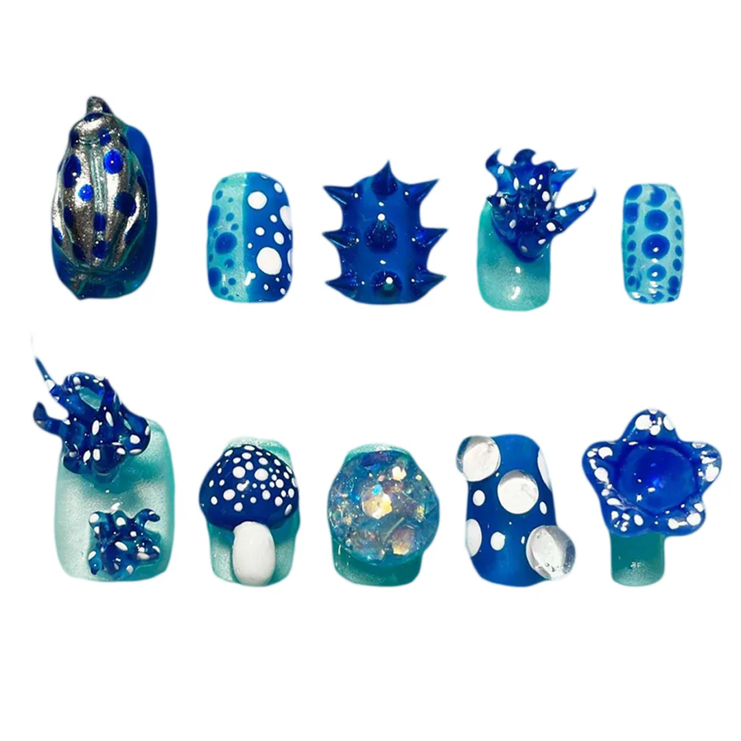 Siva Nail, Oceanic Dream, Marine Fantasy, Handmade Press on Nails