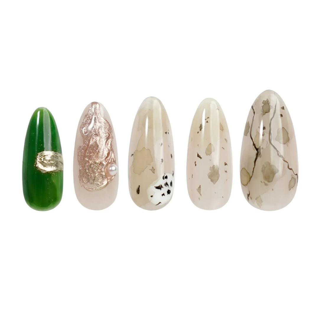 Siva Nail, Ophelia, Emerald-Gold Art Press on Nails