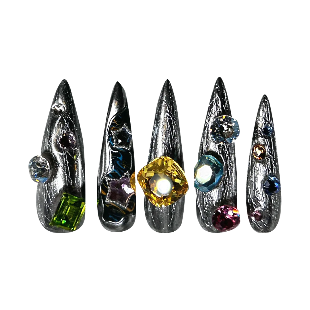 Siva Nail, Opulent Prism, Chrome Handmade Press on Nails