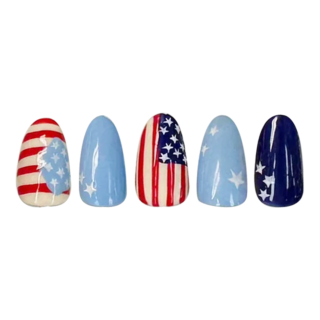 Siva Nail, Patriotic Pride, Stars Stripes Handmade Press on Nails