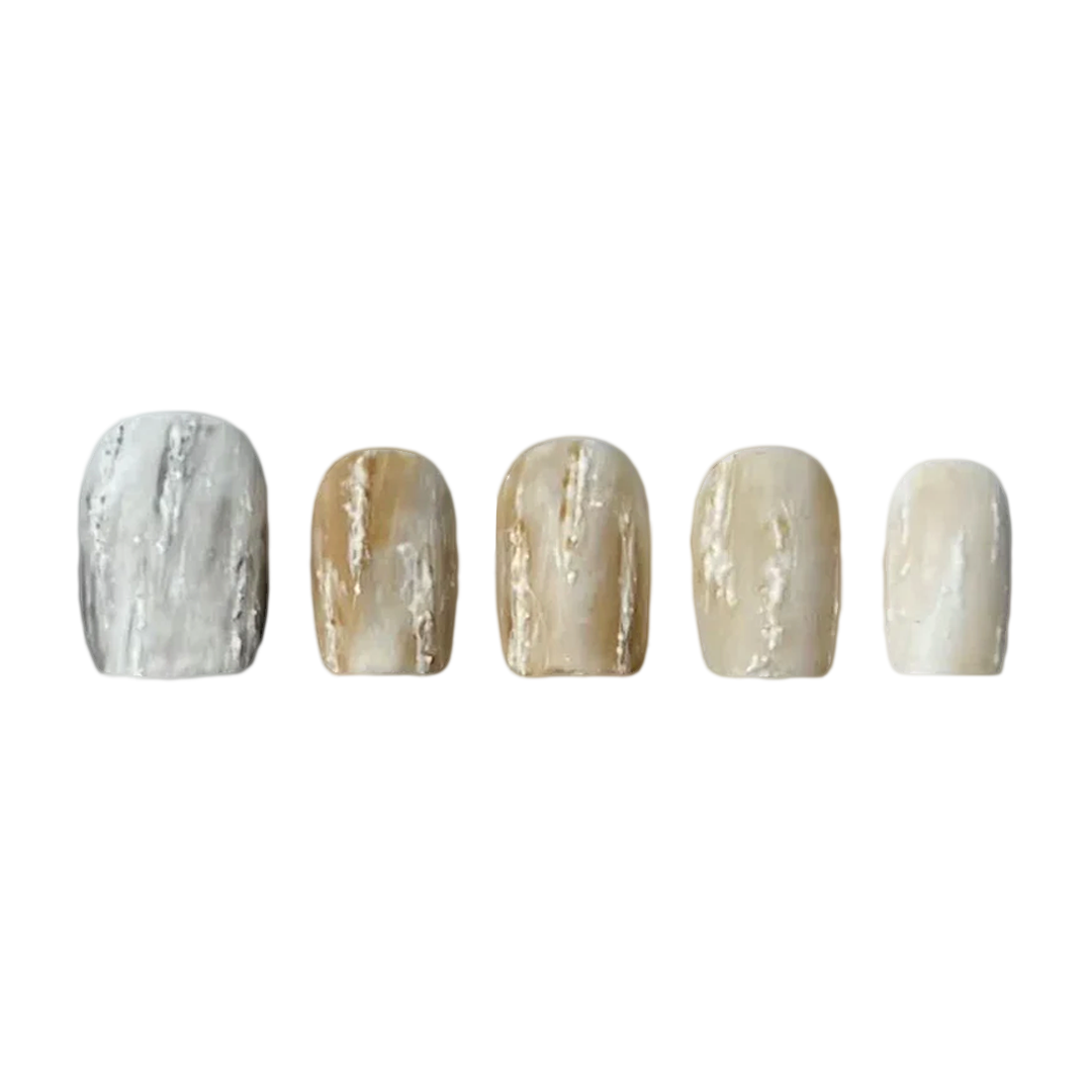 Siva Nail, Pebble Pathway, Rustic Marble, Handmade Press on Nails