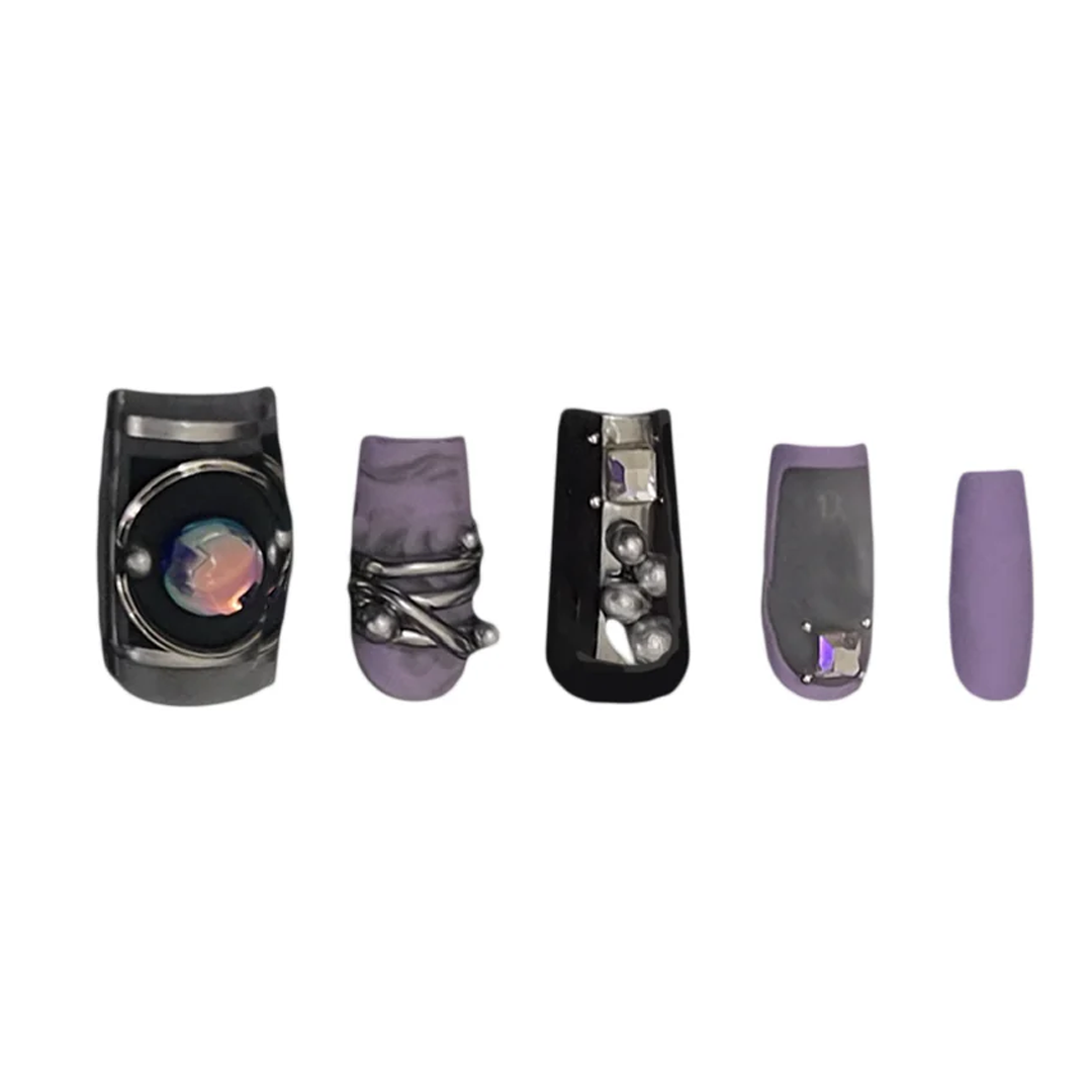 Siva Nail, Phantom (Purple), Gothic Handmade Press on Nails