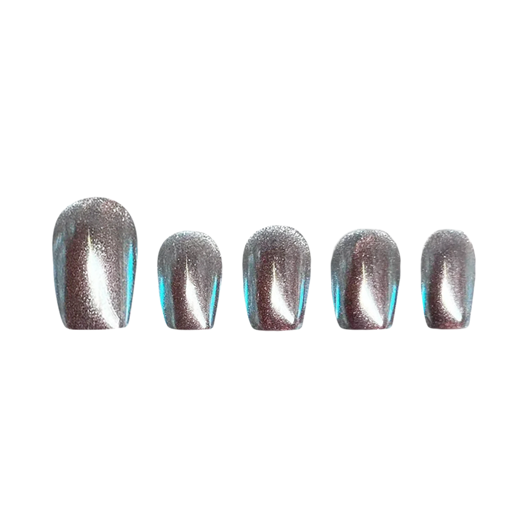 Siva Nail, Platinum Pulse, Holographic Style Handmade Press on Nails