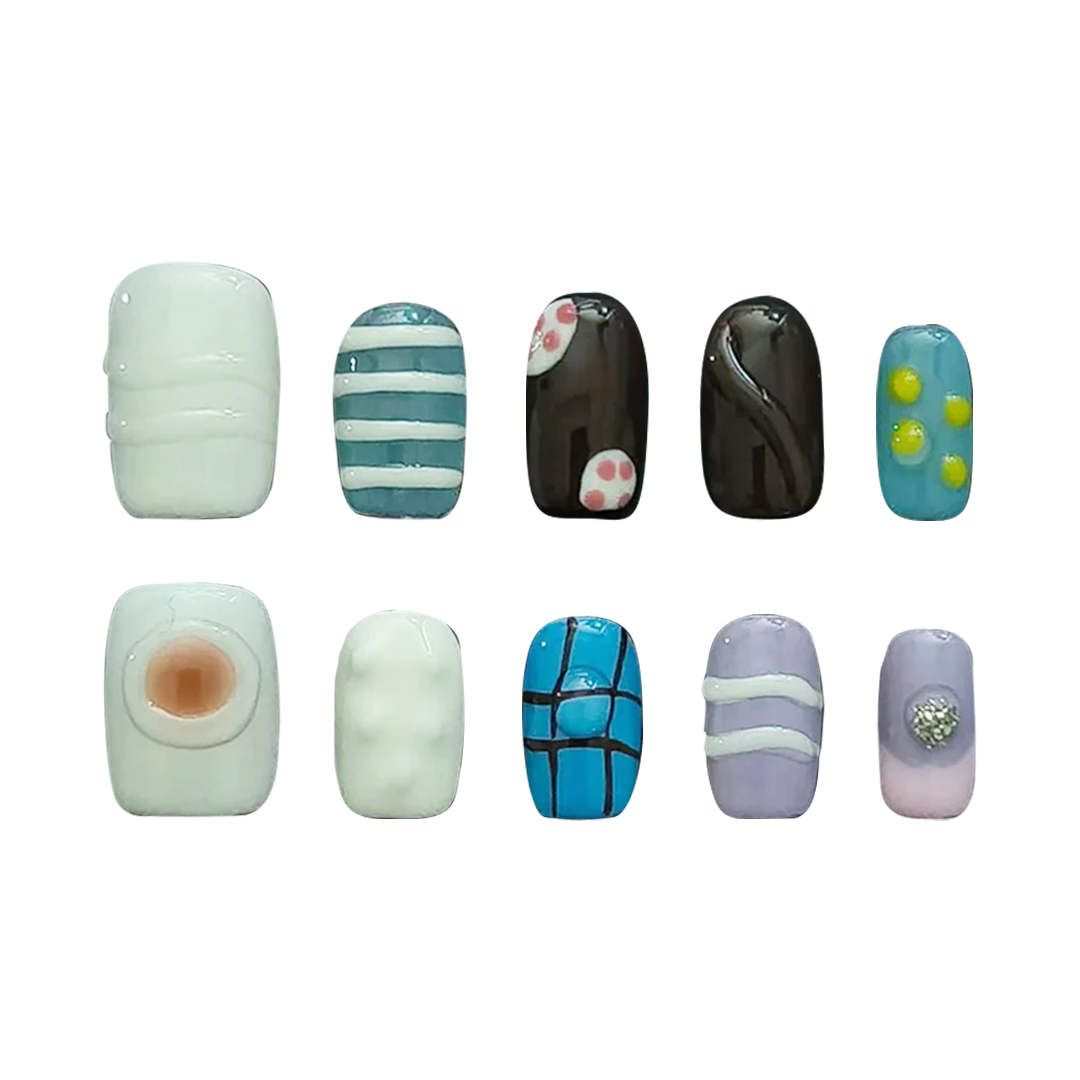 Siva Nail, Playful Palette, Creative Style Handmade Press on Nails