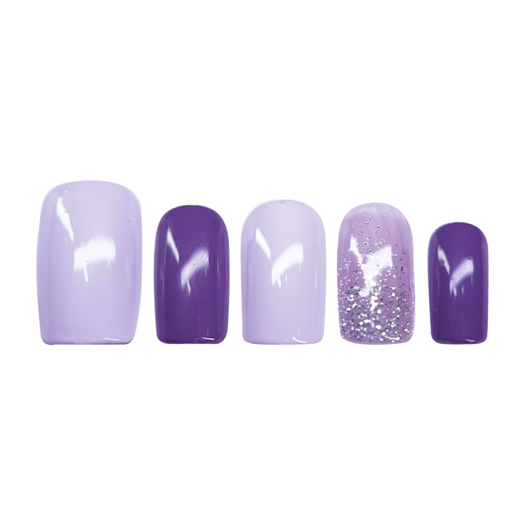 Siva Nail, Plum Dust, Mauve Glitter Mix Handmade Press on Nails