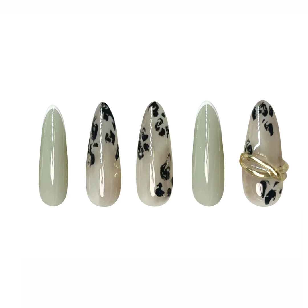 Siva Nail, Polka Dot Parade, Chic Neutral Leopard, Handmade Press on Nails