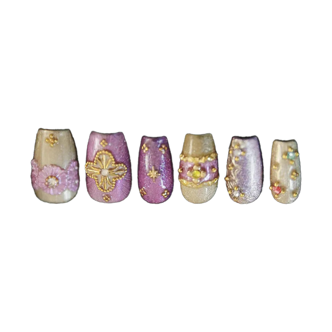 Siva Nail, Purple Majesty, Royal Style Handmade Press on Nails