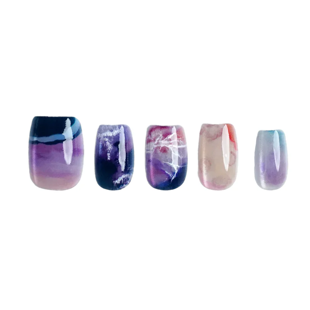 Siva Nail, Purple Wave, Squoval Press on Nails