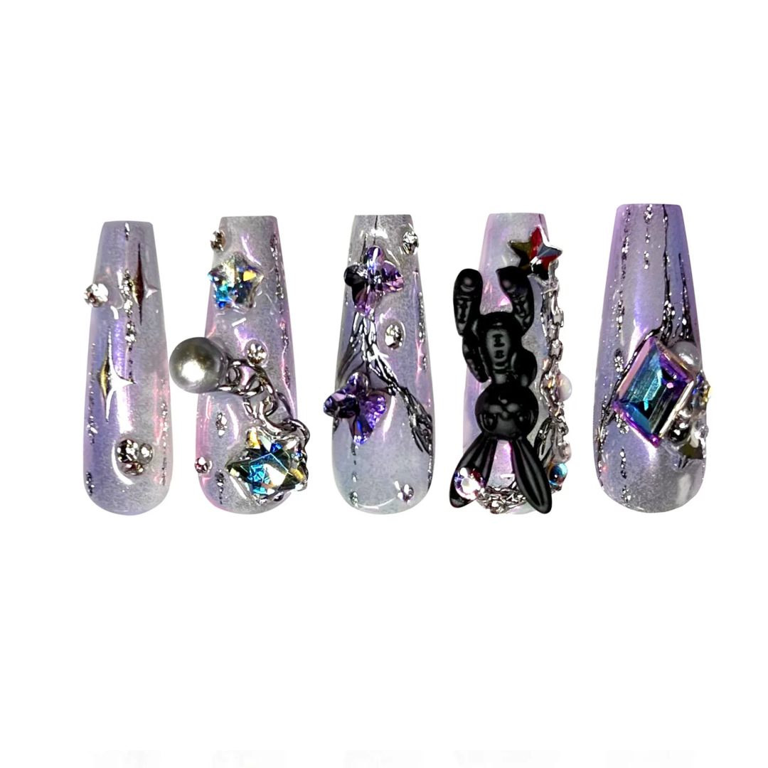 Siva Nail, Rabbit (Purple), Chic Handmade Press on Nails