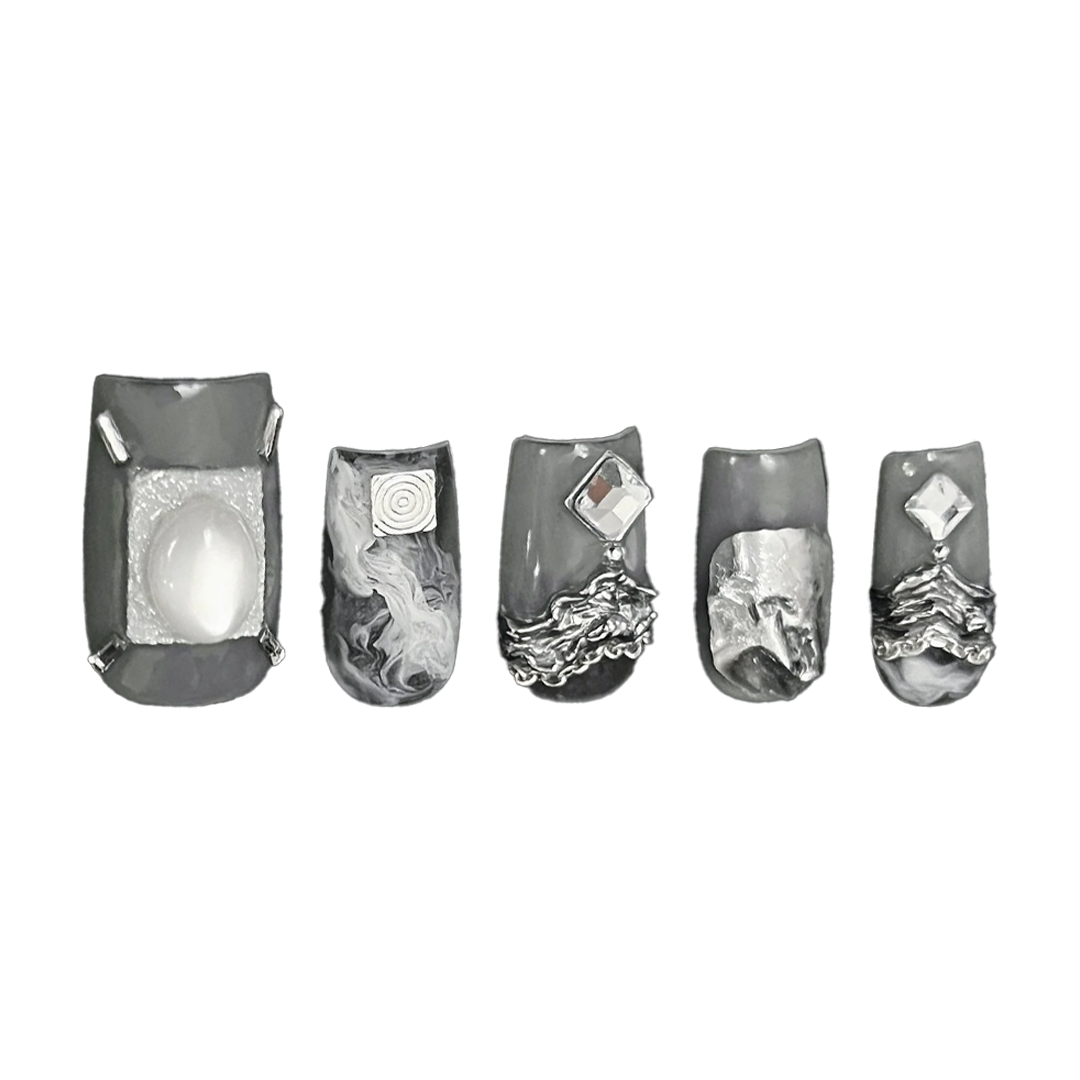 Siva Nail, Random Allure, Eclectic Metallic, Handmade Press on Nails