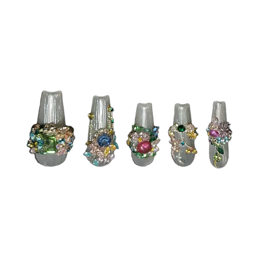 Siva Nail, Regal Adornment, Majestic Sparkle, Handmade Press on Nails