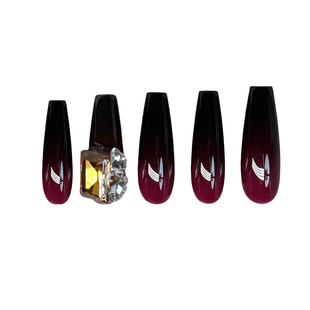Siva Nail, Regal Wine Drip, Luxurious Winter Ombre Handmade Press on Nails
