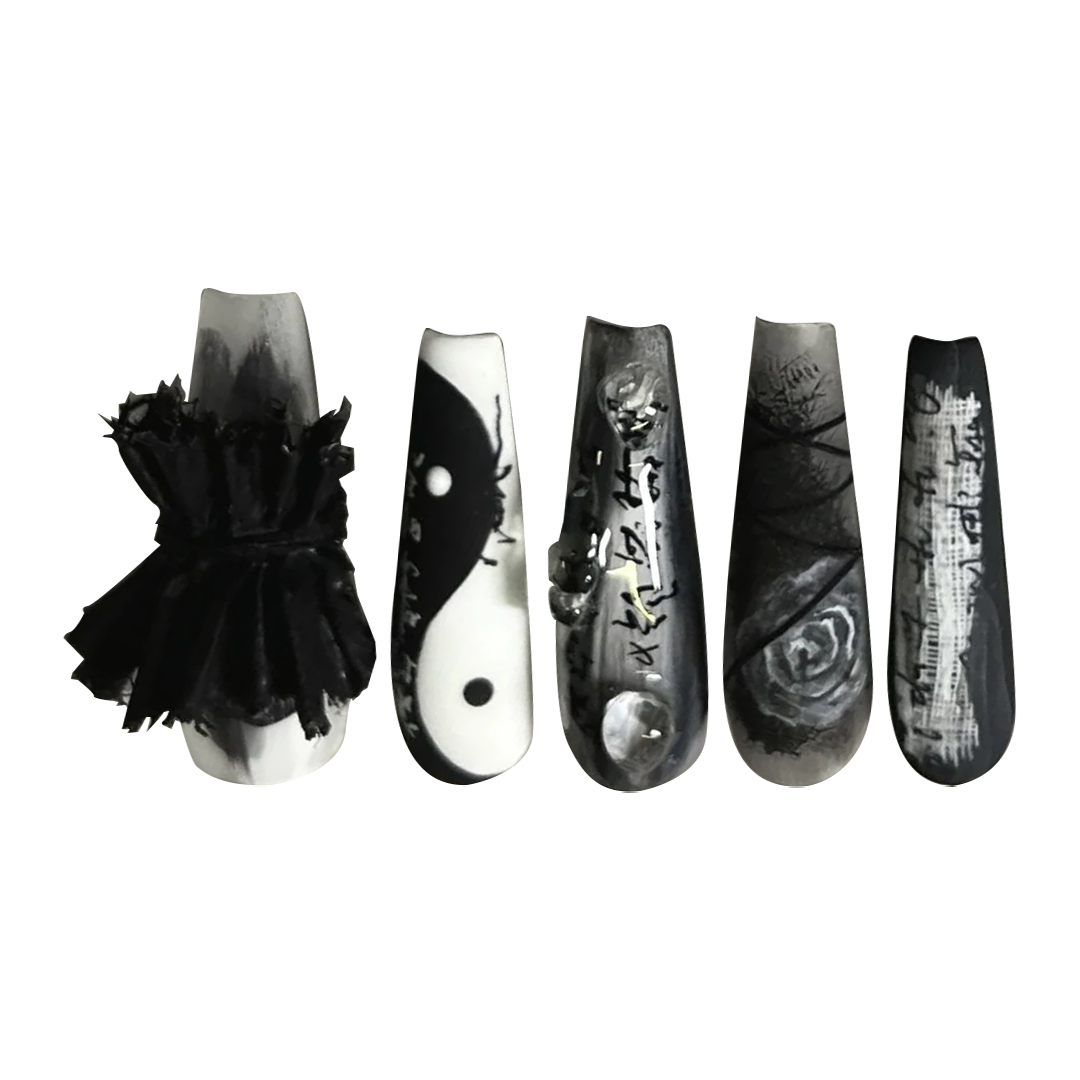 Siva Nail, Reincarnation Spirit, Dark Elegance, Handmade Press on Nails