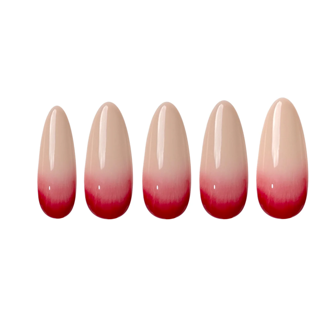 Siva Nail,Rouge Ombre Nude-to-Red – Gradient Elegance Series Handmade Press on Nails