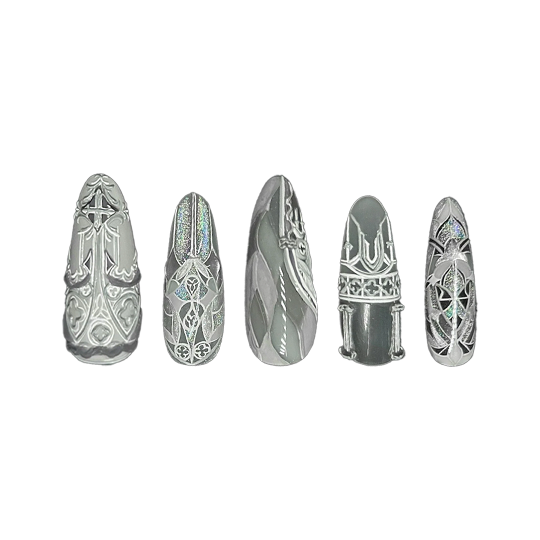 Siva Nail, Sacred Geometry, Mystical Artistry, Handmade Press on Nails