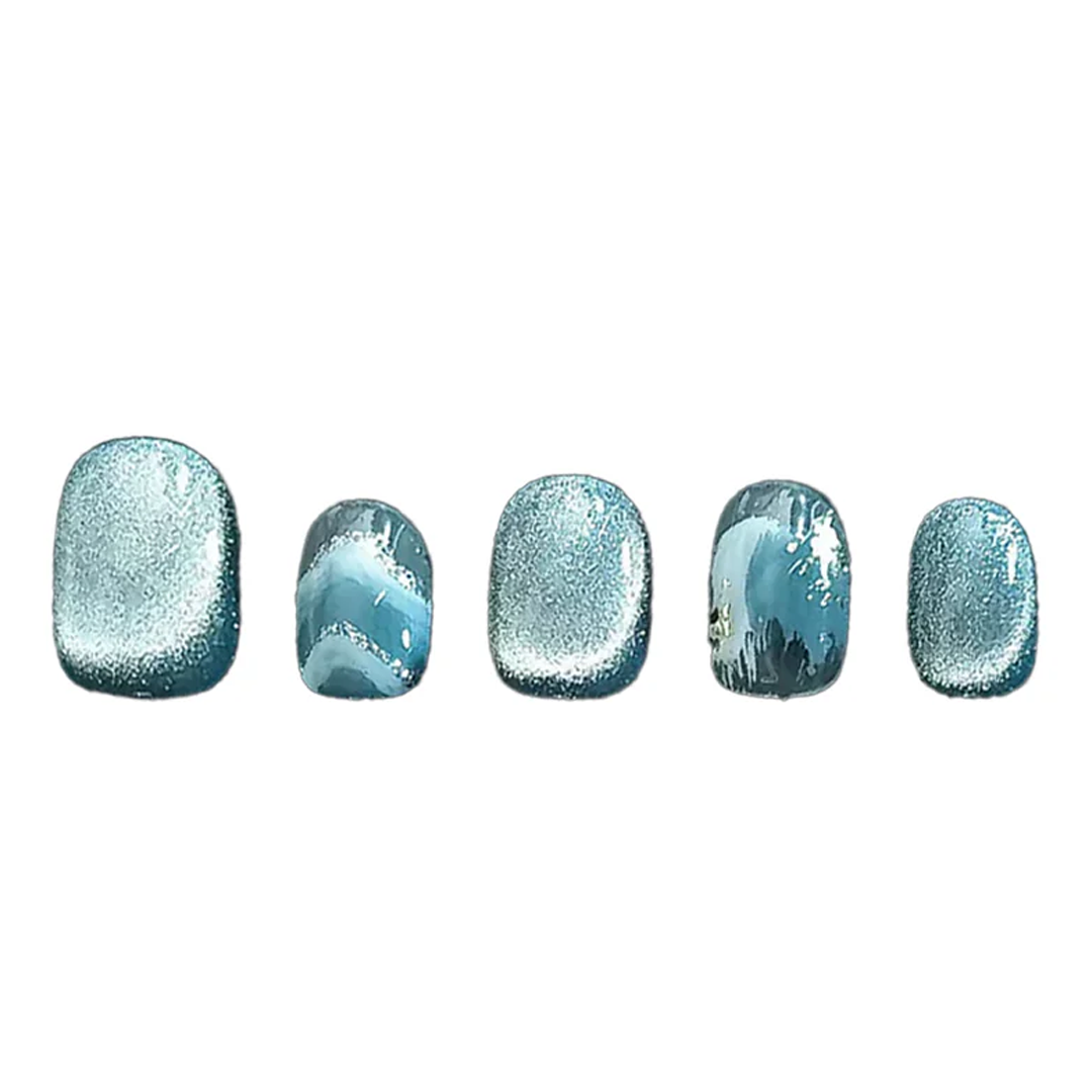 Siva Nail, Sea Wave, Coastal Elegance, Handmade Press on Nails