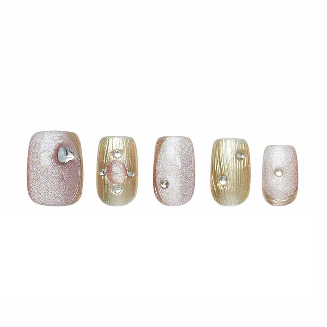 Siva Nail, Seafoam Treasure, Pink Delight, Handmade Press on Nails