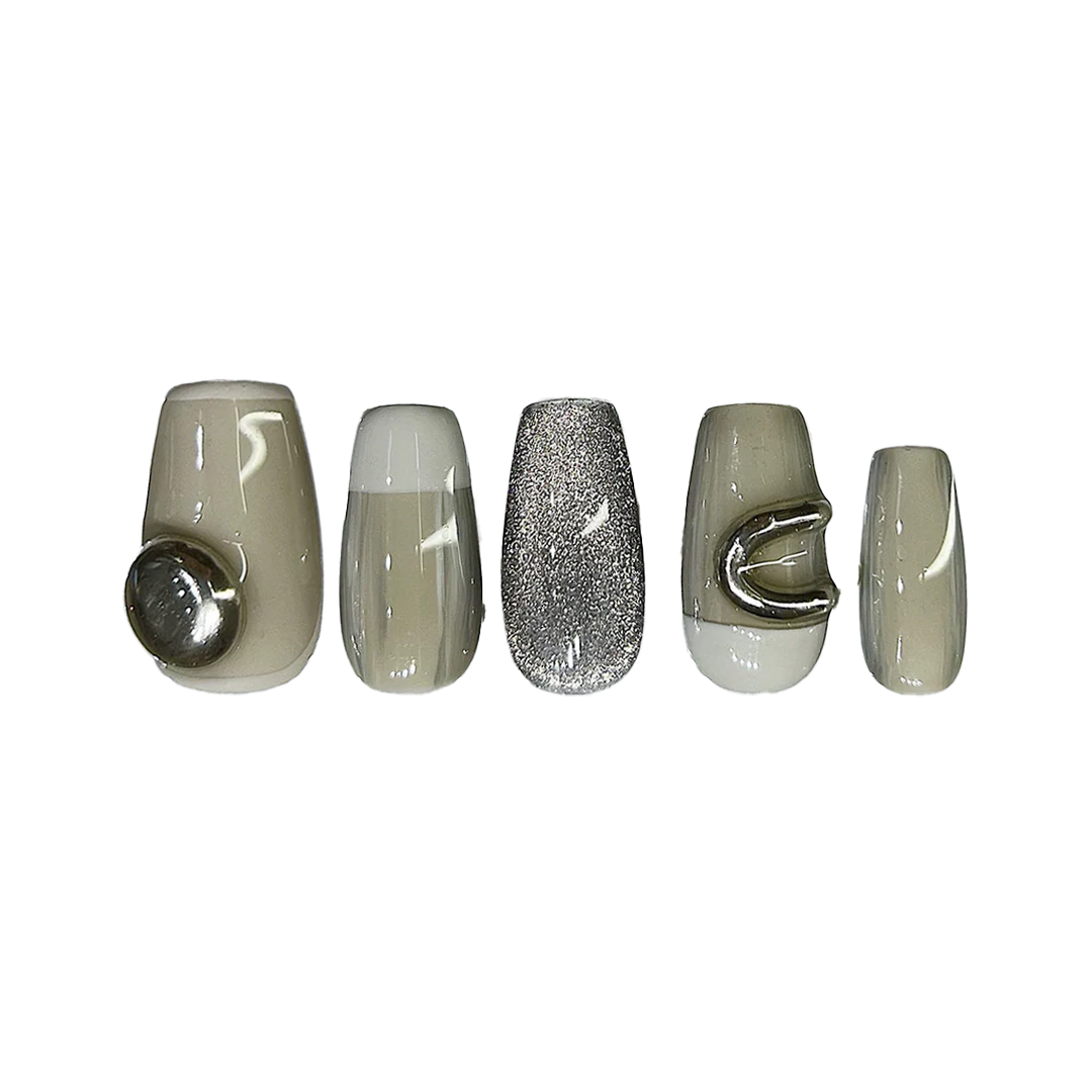 Siva Nail, Silver Sage, Autumn Handmade Press on Nails