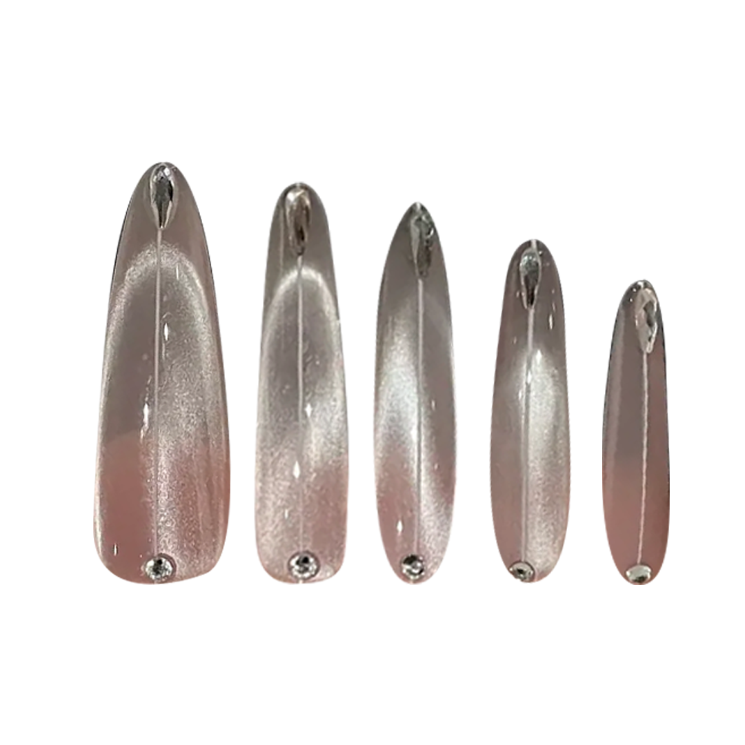 Siva Nail, Silver Shine and Crystal Embellished Handmade Press on Nails