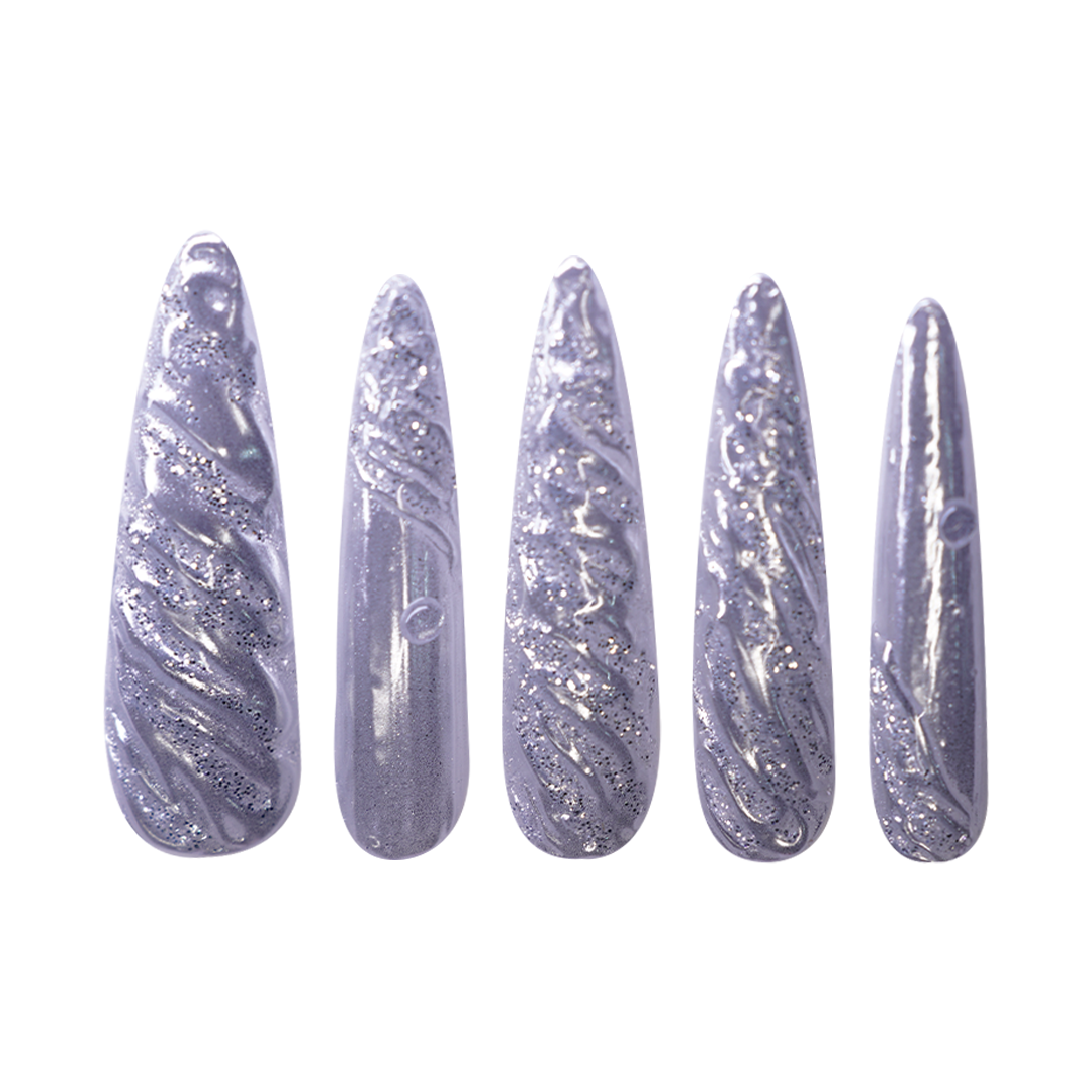 Siva Nail, Silver Textured - Twist Handmade Press on Nails