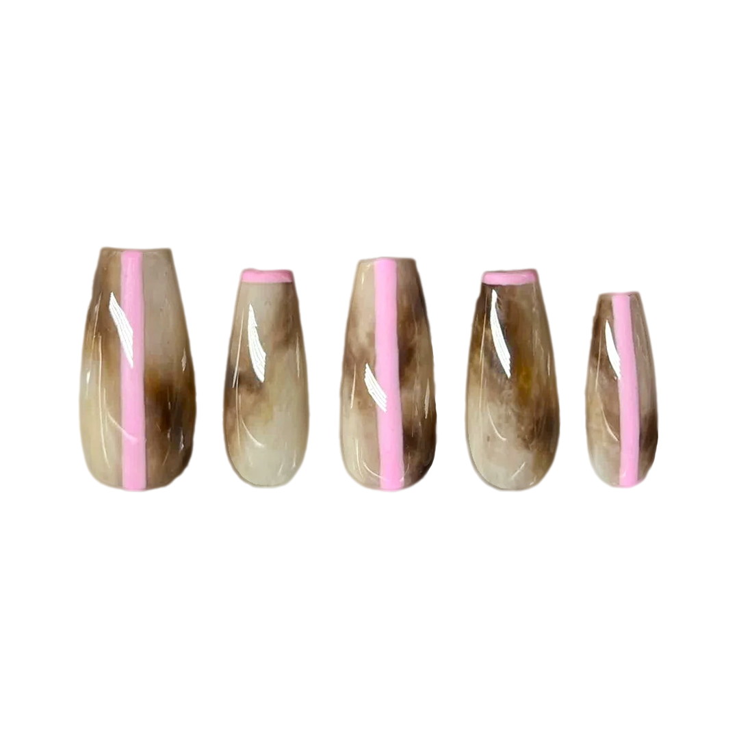 Siva Nail, Soft Striation, Unique Marble, Handmade Press on Nails