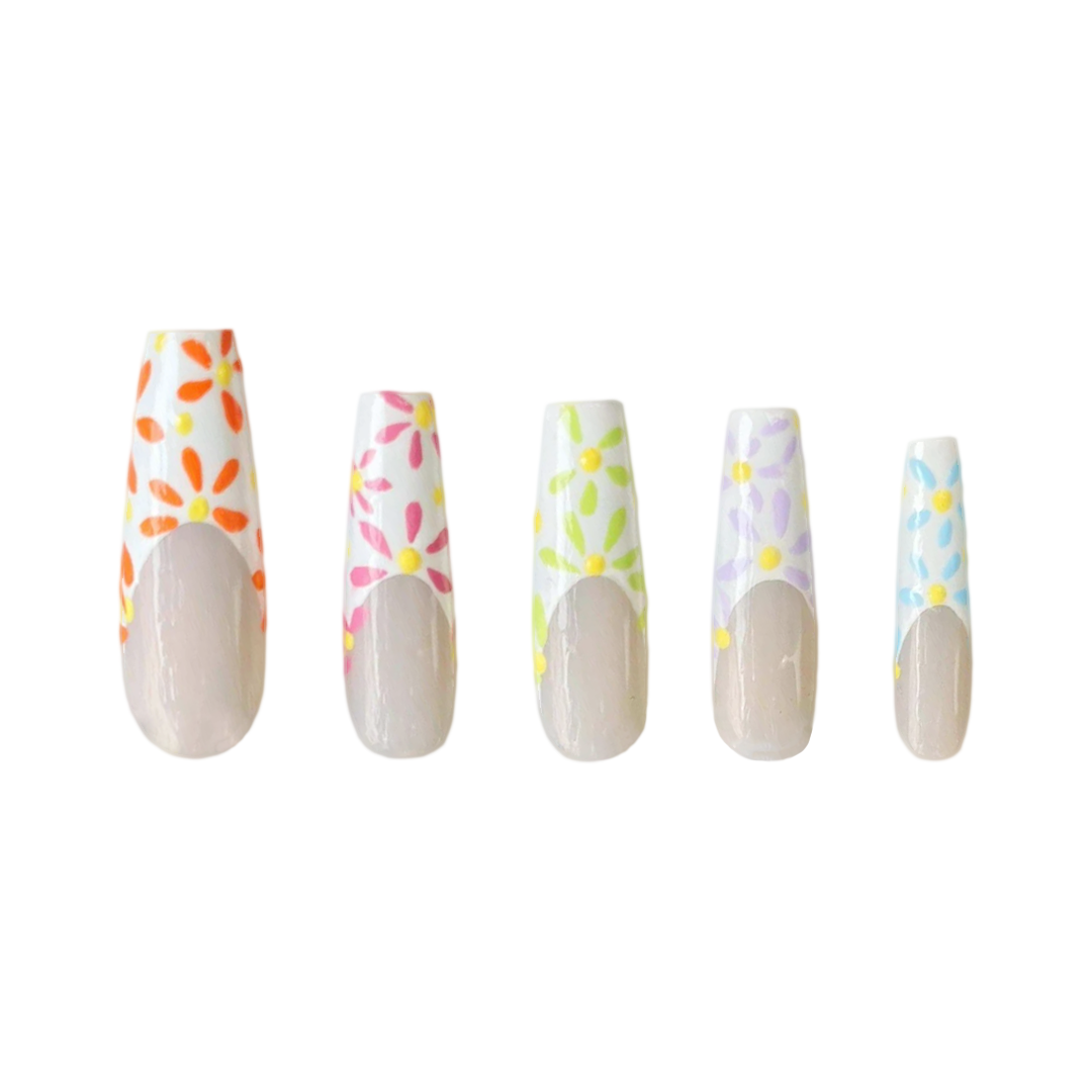 Siva Nail, Springtime Sonata, Vibrant Floral, Handmade Press on Nails