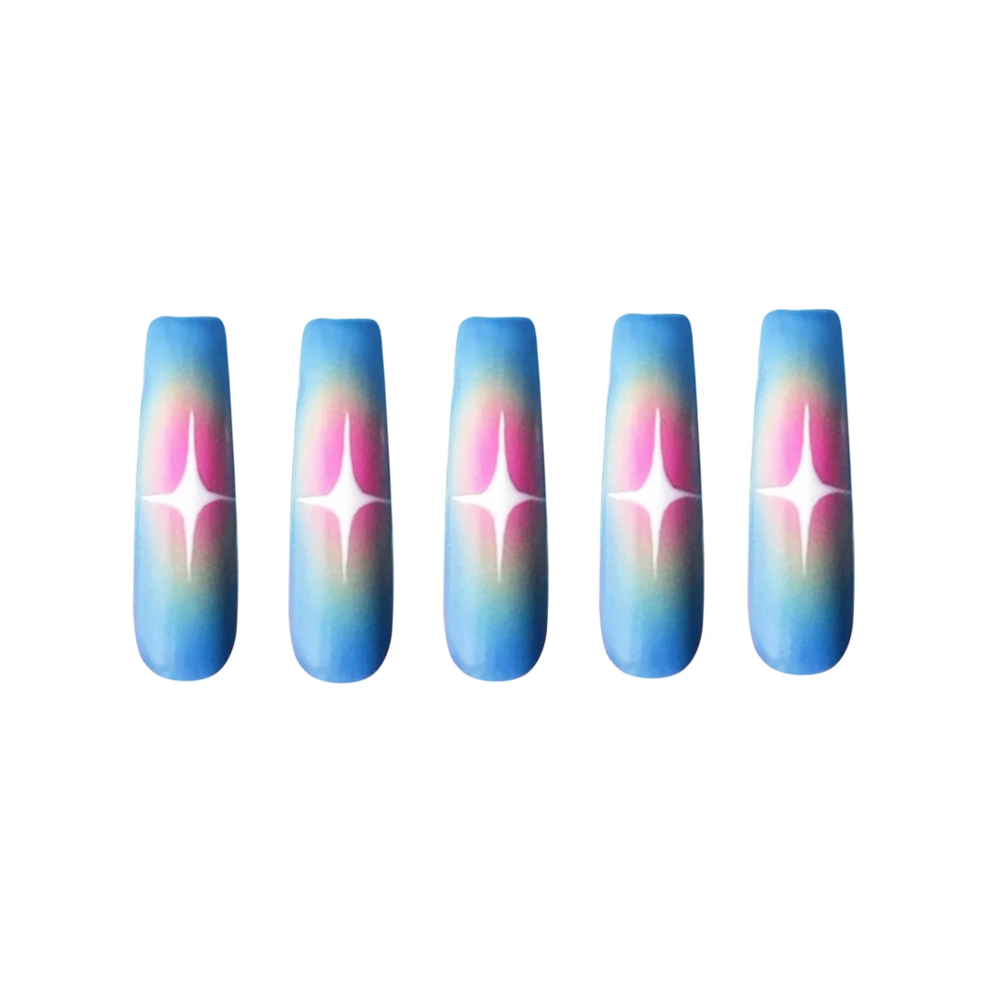 Siva Nail, Starlit Haze, Aurora Ombre, Handmade Press on Nails