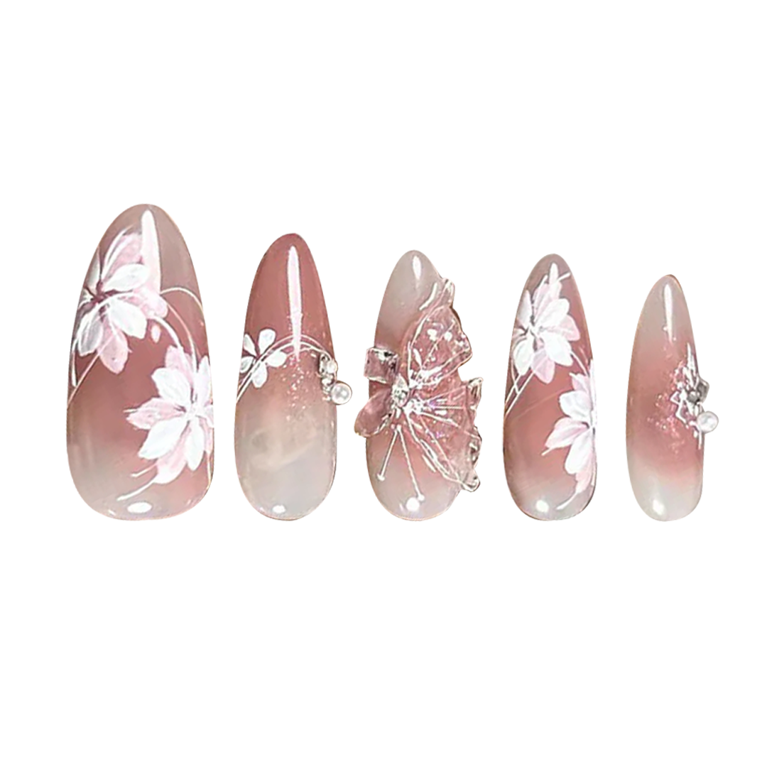 Siva Nail, Starry Shimmer, Celestial Bloom, Handmade Press on Nails