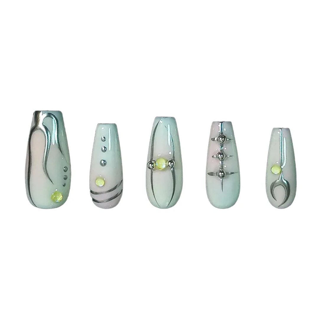 Siva Nail, Sublimation Echo, Futuristic Glow, Handmade Press on Nails
