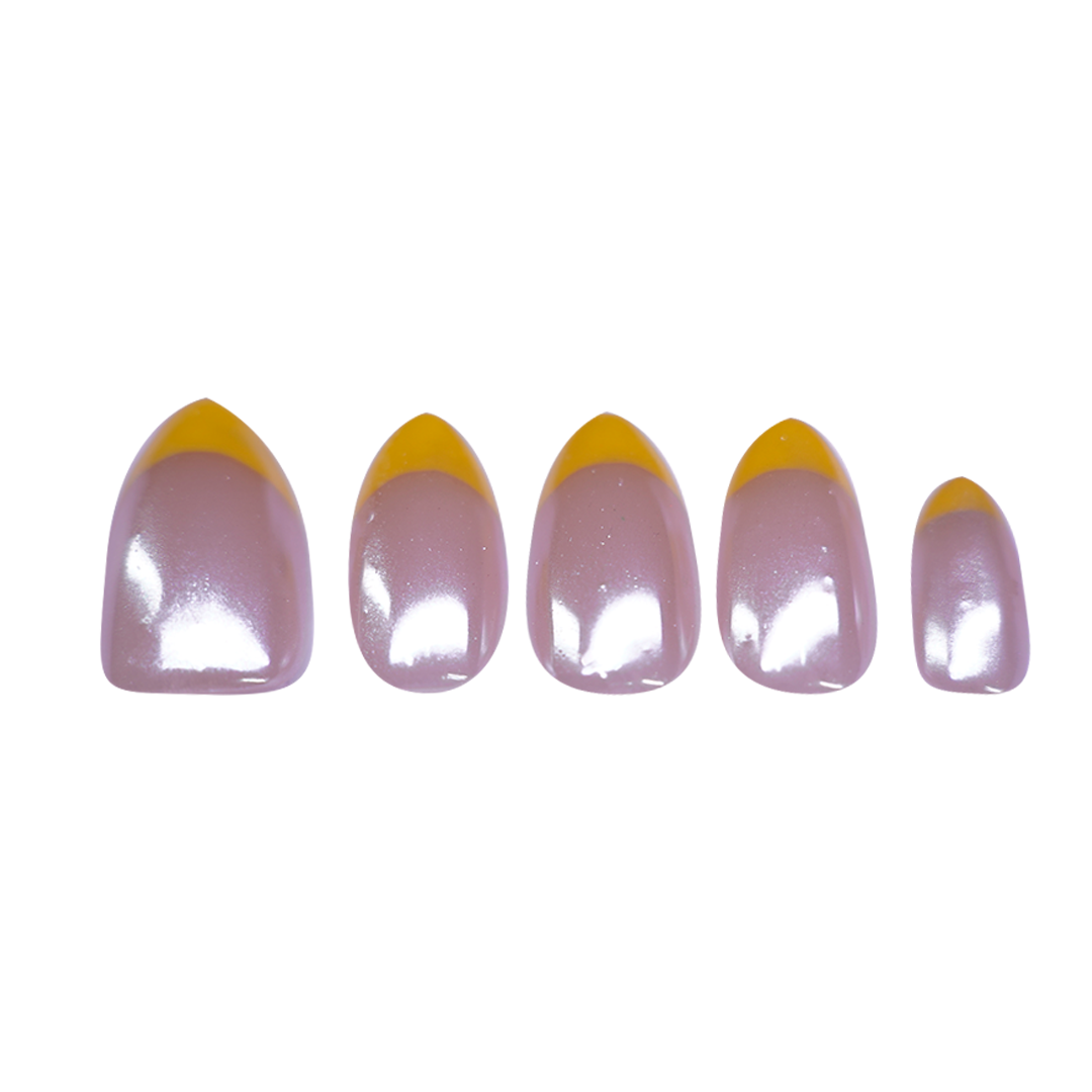 Siva Nail, Sunbeam Curve, Yellow French Tip Handmade Press on Nails