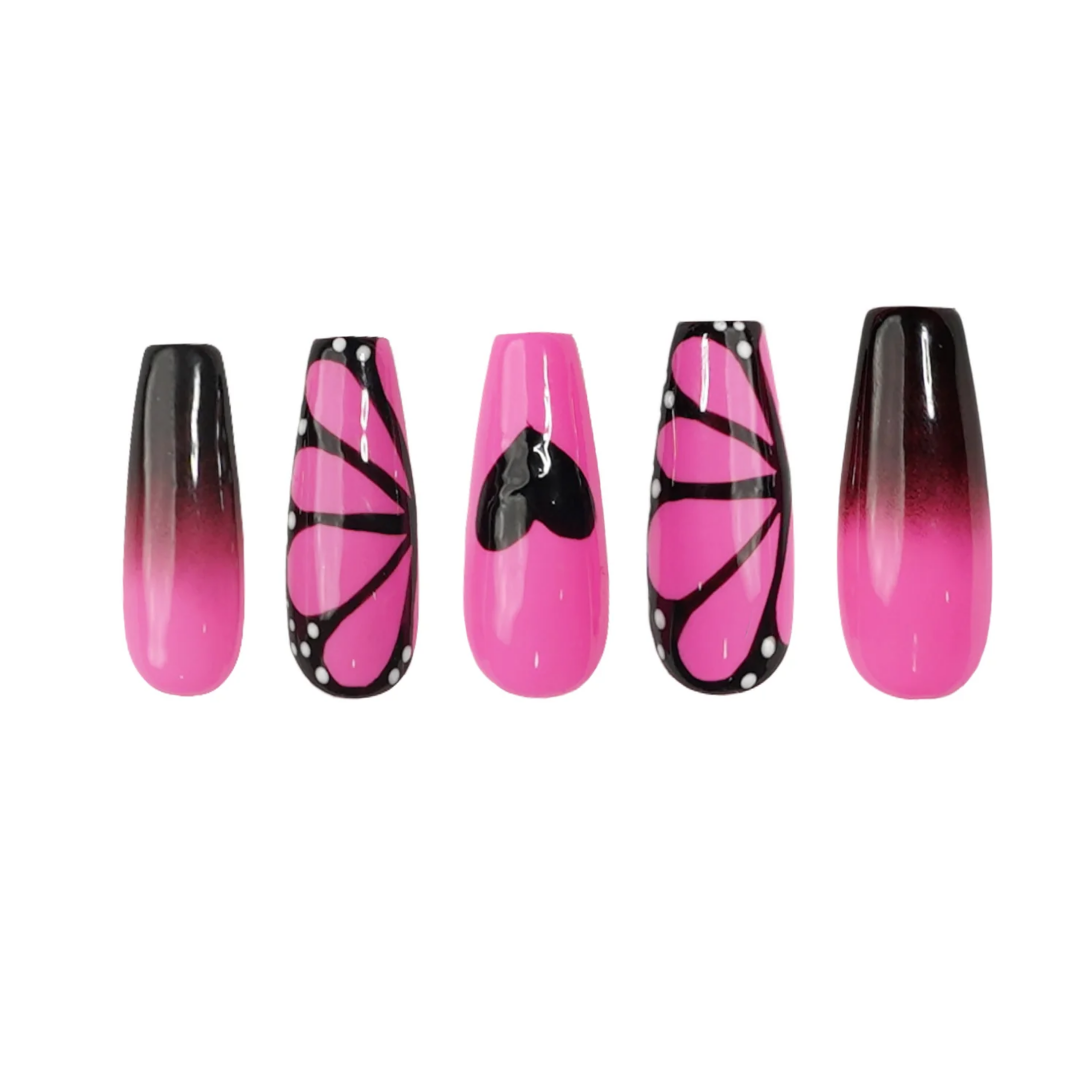 Siva Nail, Sunset Flutter, Butterfly Print, Handmade Press on Nails