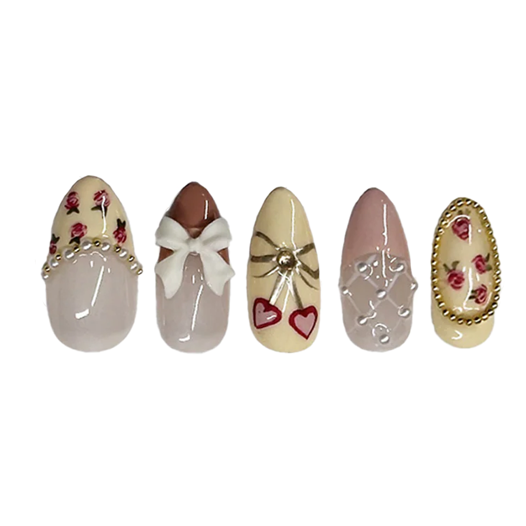 Siva Nail,Sunshine Beach Bliss,Seashell,Tropical 3D Floral Press‑On Nails