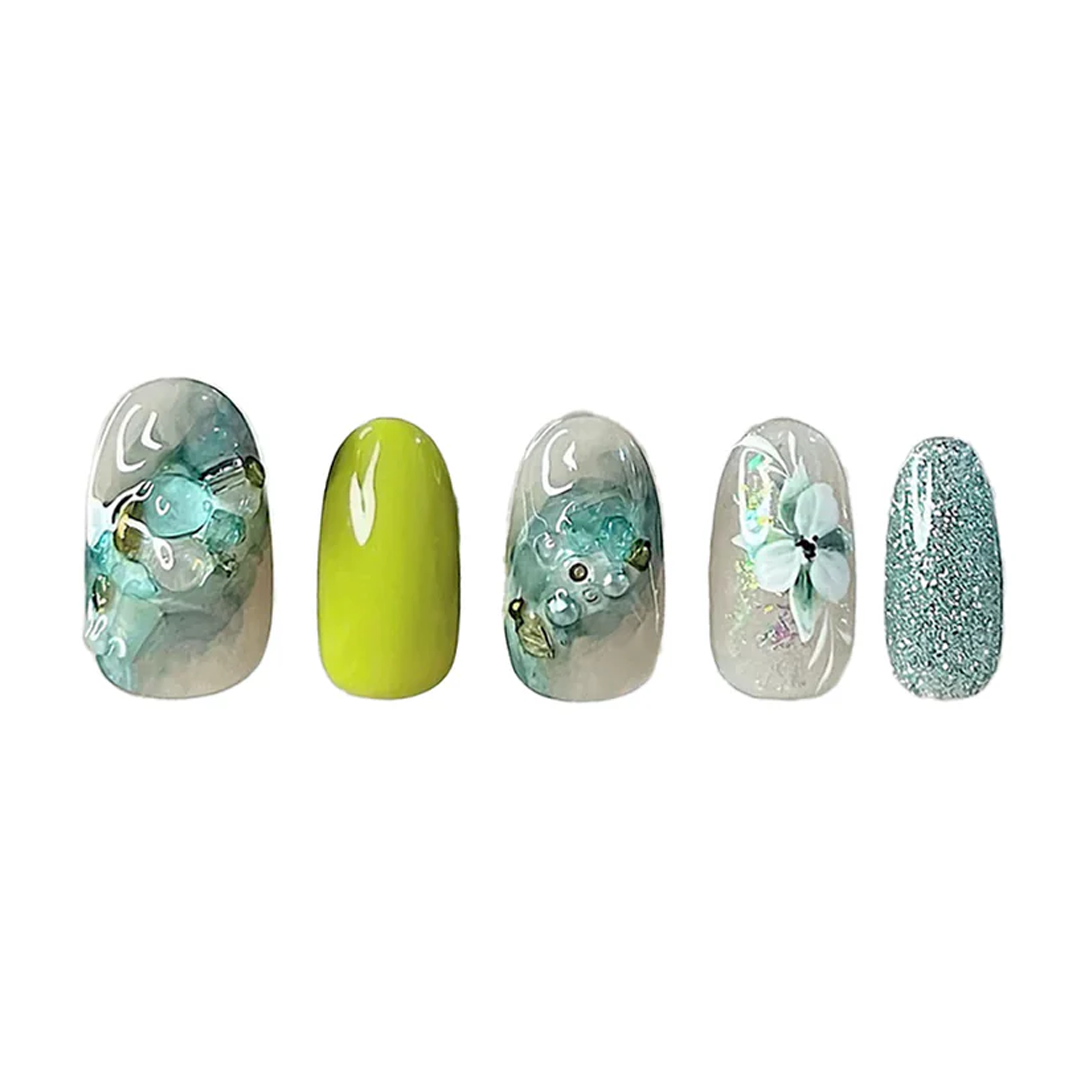 Siva Nail, Sylvan Secrets, Verdant Harmony, Handmade Press on Nails