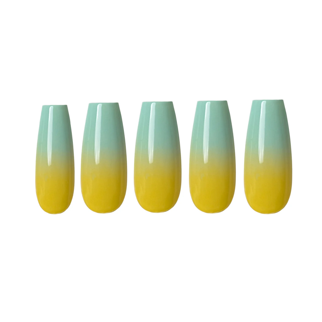 Siva Nail, Tropic Dawn Ombre – Handgefertigte Press-on-Nägel mit Farbverlauf von Mint bis Sonnenschein