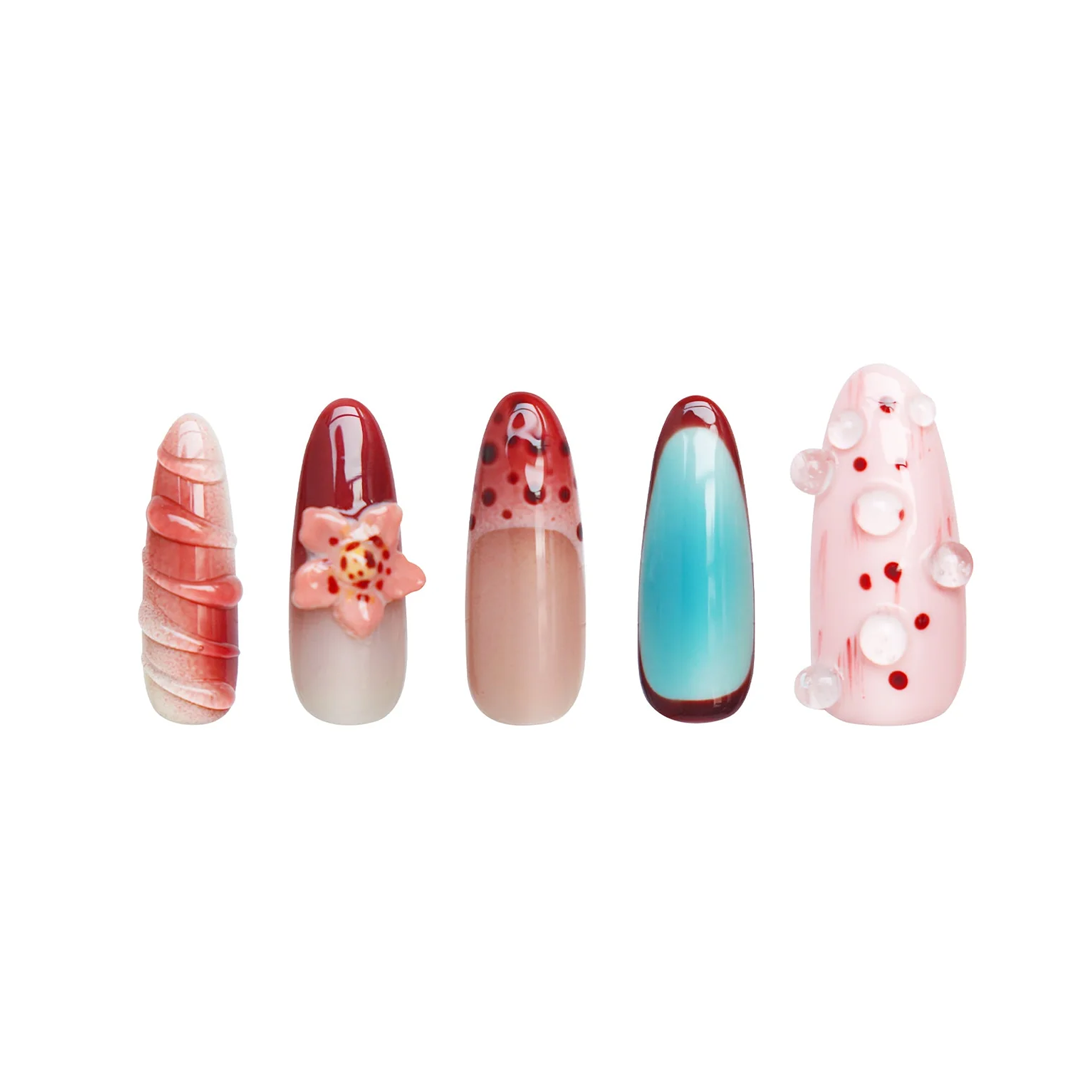 Siva Nail, Whimsical Bloom, Artistic Floral, Handmade Press on Nails