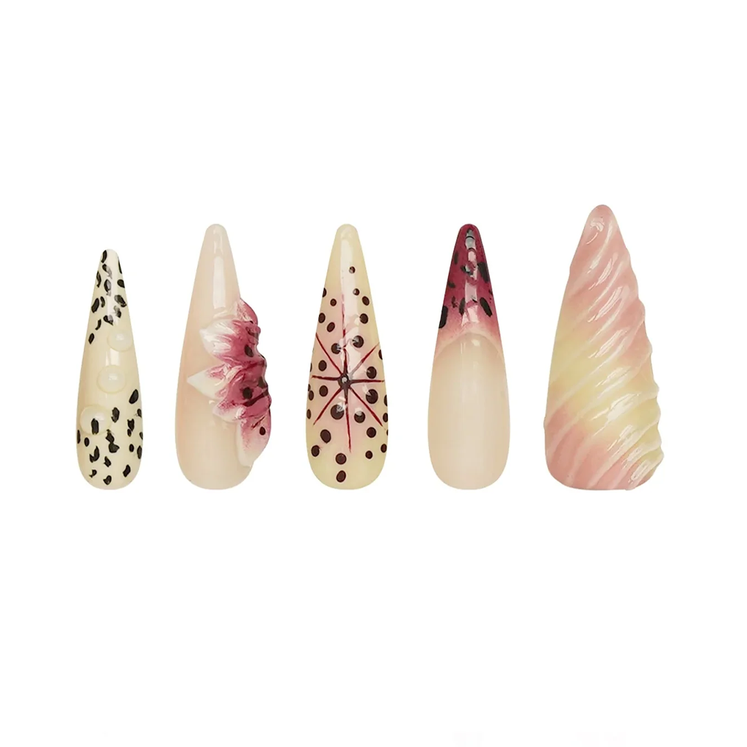 Siva Nail, Wild Charm, Unique Exotic, Almond Handmade Press on Nails