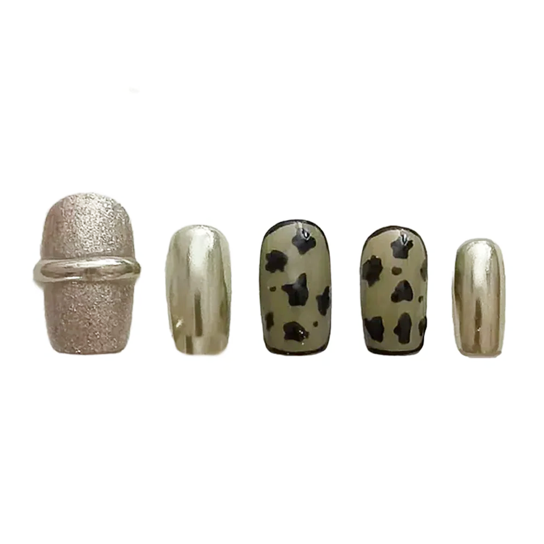 Siva Nail, Wild Elegance, Metallic Leopard Handmade Press on Nails