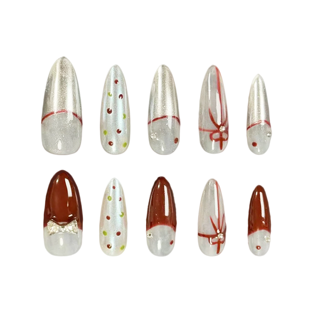 Siva Nail, Winterberry Charm, Holiday Handmade Press on Nails