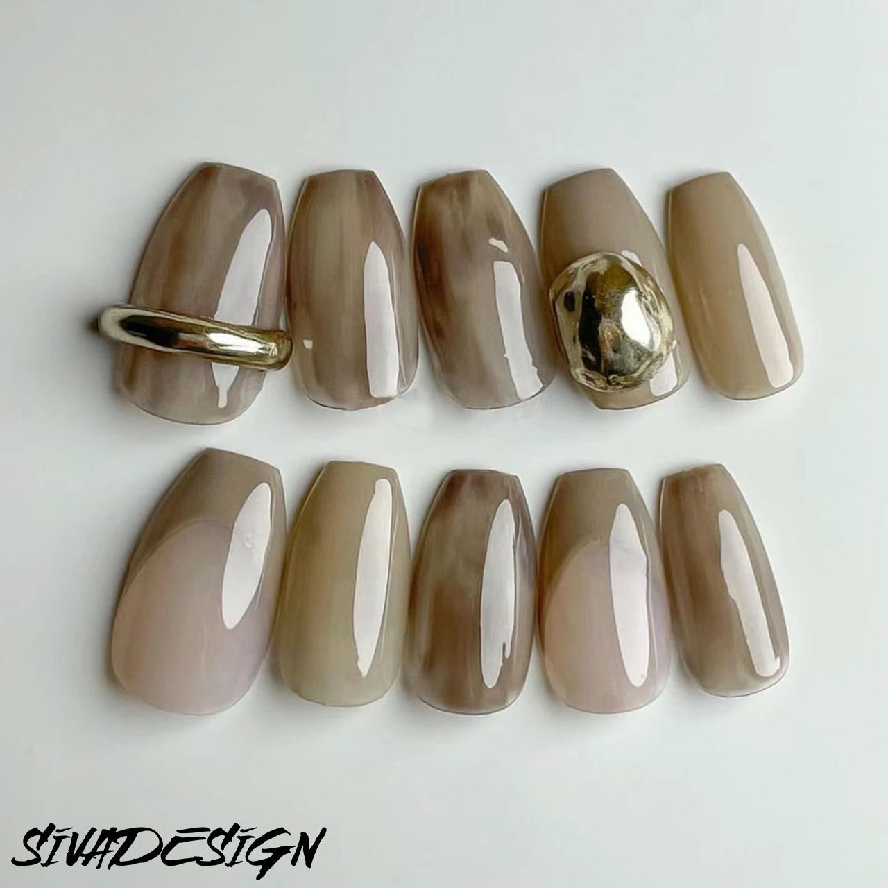 Siva Nail, Summer Echo, Earthy Chic, Handmade Press on Nails