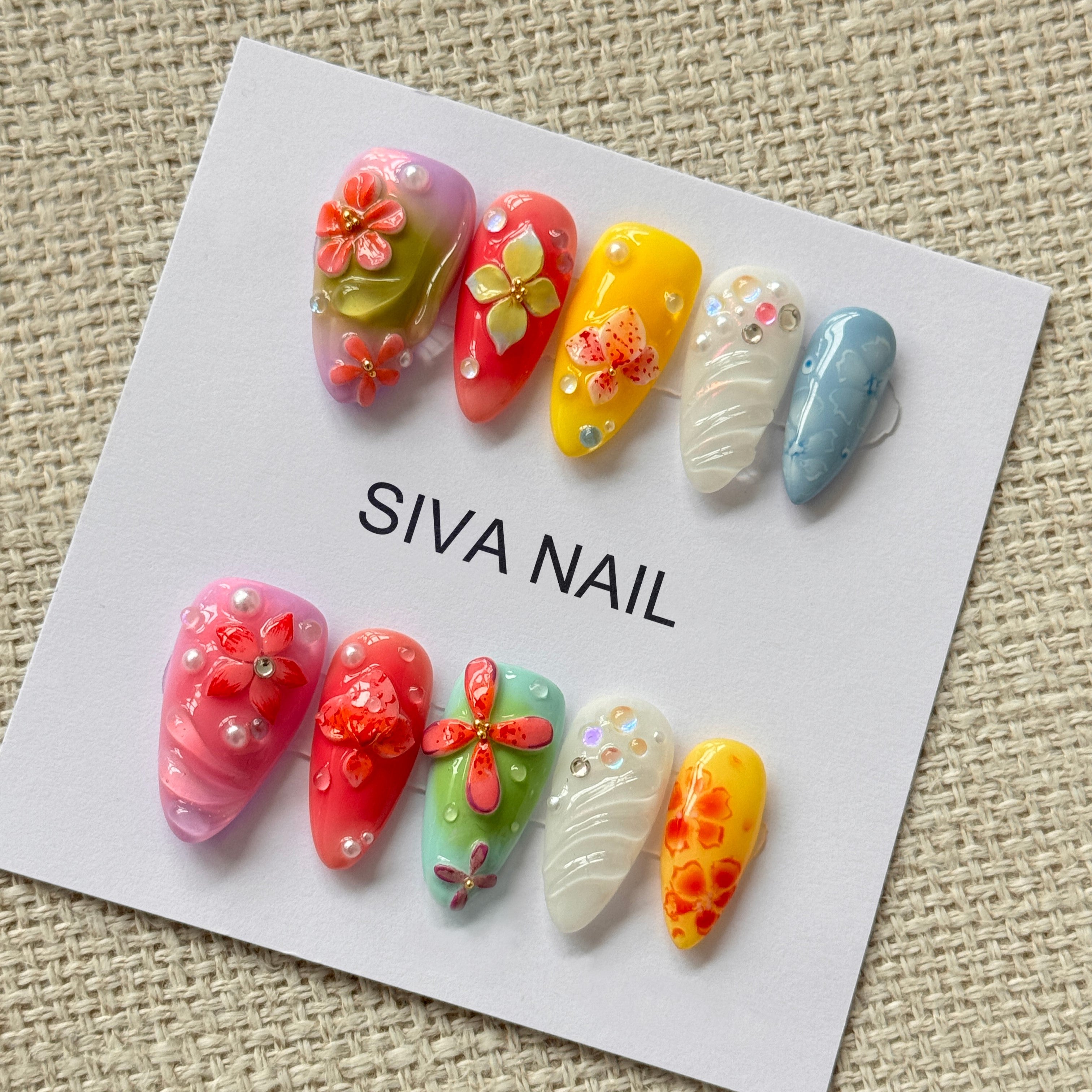 Siva Nail, Petals Enchant, Colorful Press on Nails